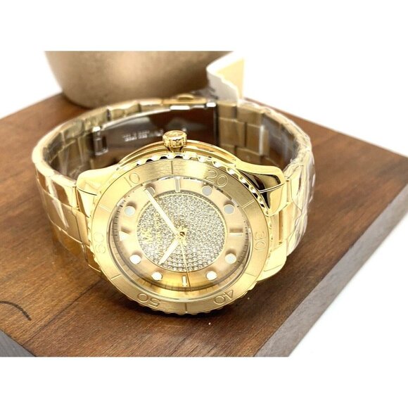 Michael Kors Women's Watch MK6911 Runway Gemmed Quartz 40mm Gold Stainless Steel - Picture 9 of 15